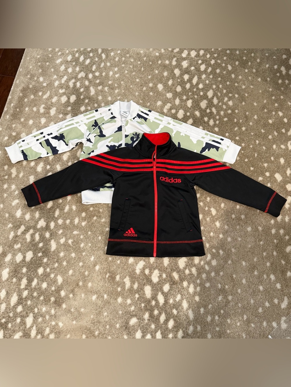 Bundle (2) adidas Kids Black & Red/Camo Jacket. Size 4T